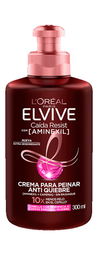 Crema de Peinar Elvive Caída Resist Aminexil 300 ml de L'Oréal Paris sin enjuague para cabello propenso al quiebre