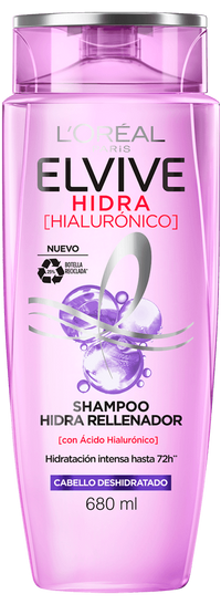 Packshot Shampoo Elvive morado con ácido hialurónico