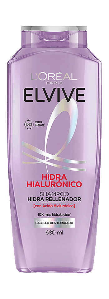 Packshot Shampoo Elvive morado con ácido hialurónico
