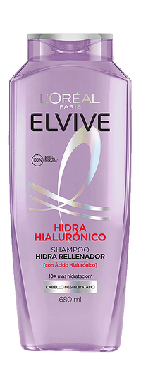 Packshot Shampoo Elvive morado con ácido hialurónico