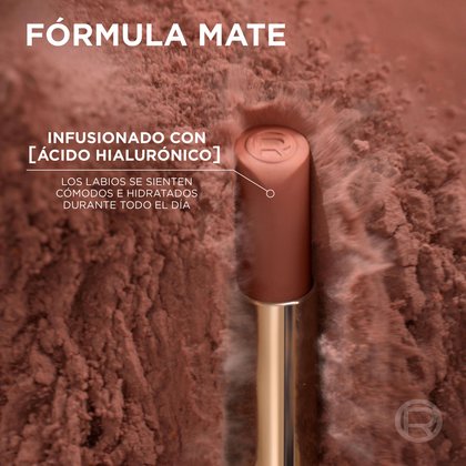 Formula Mate infusionado con ácido hialurónico. Labios más cómodos e hidratados durante todo el día. Le Nude Resilient 105.