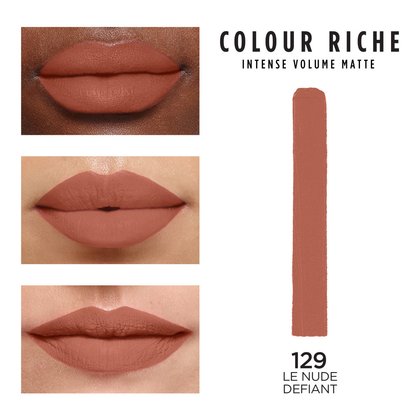 Color Riche intense volume matte. 129 le Nude Defiant.